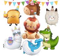 AUNGKWANG 7 Piezas Globos Animales, Safari Animales Globos, XXL Foil Globo, Animale del Bosque Globo, para Niños Cumpleaños Fiesta, Zoológico Fiesta Boda