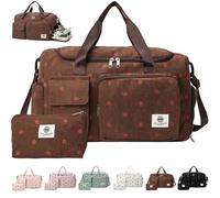 AUNGKWANG Bolsa de Deporte para Mujer, Pana Fresa Sporttasche con Compartimento para Zapatos, Compartimento y Billetera Pequeña para Mojados, Bolsa de Viaje für Viajar, Fitness, Deporte, 48x22x27 cm