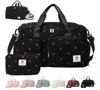 AUNGKWANG Bolsa de Deporte para Mujer, Pana Fresa Sporttasche con Compartimento para Zapatos, Compartimento y Billetera Pequeña para Mojados, Bolsa de Viaje für Viajar, Fitness, Deporte, 48x22x27 cm