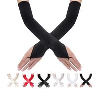 AUNGKWANG Guantes Mujer Negro, Guantes Largos Negros, Años 20 Vintage Guantes, Adecuado para Ópera, Accesorios para Disfraces de Fiesta de Boda, Longitud del Codo 40cm