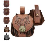 AUNGKWANG Riñonera Retro Nórdica, Riñonera Hippie, Vikingos, para Hombres, Mujeres Y Jóvenes, Juegos De rol En Vivo, Feria Medieval, Adecuada para Juegos De rol Renacentistas(Color Café)