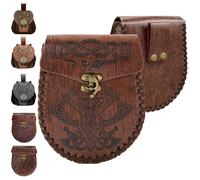 AUNGKWANG RiñOnera Retro NóRdica, RiñOnera NóRdica Relieve, Vikingos, para Hombres Y JóVenes, RiñOnera NóRdica En Relieve TóTem Doble Hacha para Raves De Cosplay Y EspectáCulos De Disfraces, MarróN
