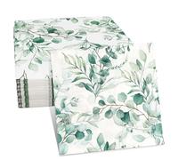 AUNHOKE 80 Servilletas de Eucalipto,Estilo Vintage Servilleta papel Decoradas 33 x 33 cm Servilletas Verdes Bodas para Bodas Cumpleaños Fiesta Celebraciones Decoración de Mesa