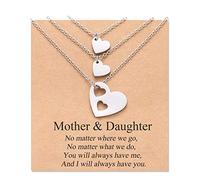 Aunis Mothers Day Gifts Mother Daughter Necklace 2/3 Sets Matching Hearts Jewellry Gifts for Mom Mummy Daughters, Adjustable, 20 inches (chain length), Acero inoxidable, Sin piedra preciosa