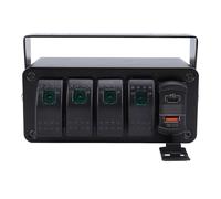 AUNMAS Caja de Interruptores Basculantes de 4 Bandas Panel de Interruptores de Aleación de Aluminio con PD Tipo C y QC3.0 USB 12V 24V Precableado 20A ON OFF para Automóviles, Camiones, Barcos, RV,