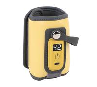 AUNMAS Calentador de Botellas Portátil, 5 Configuraciones de Temperatura Ajustable Deshapas LCD Autom Autom Autom On Off Rast Calefactor Baby Milk Warmer con Cable USB para el Automóvil (YELLOW)