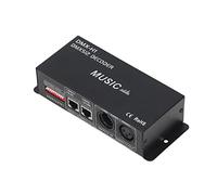 AUNMAS Controlador DMX de 4 Canales, Decodificador RGB Regulable LED con Modo Música y Conmutador DIP de Sensibilidad para Bares, Hoteles, Hogares (4A por canal)