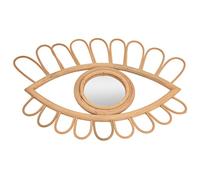 AUNMAS Espejo de Pared con Ojo de Ratán, Espejo de Ojo de Ratán Tejido a Mano con Vidrio Acrílico, Decoración para Colgar en la Pared para Baño, Dormitorio, Sala de Estar, Aspecto Natural Que Ahorra