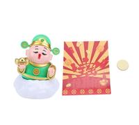 AUNMAS Estatua de CAI Shen con Energía Solar, Escultura de la Fortuna del Dios de la Riqueza con Nube Oscilante, Adorno de Coche para el Hogar de Negocios Presente (Green)