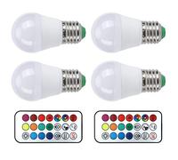 AUNMAS Lámpara LED de Luz de Bombilla RGB con Control Remoto PC 45W Luz que Cambia de Color 16 Colores Paquete de 4 para Dormitorio Escalera Bar Iluminación de Decoración del Hogar (RGB+blanco