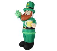 AUNMAS Leprechaun Inflable del Día de San Patricio de 2,4 M con Brillo Verde de Poliéster Duradero, Decoración Interior y Exterior Versátil para Fiesta Temática de Cerveza (Enchufe