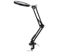 AUNMAS Lupa 5X con Lámpara de Lupa, Clamp/Holder, Soporte para Escritorio, Brazo Flexible, Brillo Ajustable, 3 Colores, de Vidrio, Amplia Aplicación, Diseño de Abrazadera, Cuello de Cisne