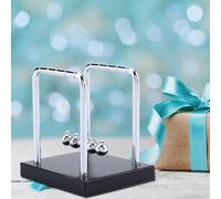 AUNMAS Newtons Cradle Balance Balls Toy, Adorno de Escritorio de Péndulo de Acero con Base de Madera Maciza, Muestra Las Leyes de Energía del Momento, Alivia el Estrés, 9 X 8 X 9 Cm para Niños de