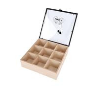AUNMAS Organizador de Bolsas de té de Madera, Soporte para Bolsas de té, Caja de Almacenamiento con 9 Compartimentos, Vidrio Grueso, Diseño Moderno para Joyería, Manualidades, Cubos de (bicicleta)