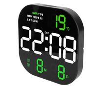 AUNMAS Reloj de Pared Digital LED, Reloj Electrónico de Pantalla Grande de Plástico con Control Remoto, Visualización de Temperatura, Fecha y Hora, Pantalla HD de 22,7 Cm, para Estudio, Sala de (Luz