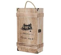 AUNMAS Retro Vintage Caja de Vino Tinto de Madera Portátil 2 Botellas de Vínculo con la Caja de Almacenamiento de Vino con Cuerda