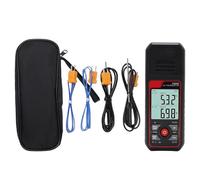 AUNMAS Termómetro de Termopar de Temperatura Digital de Doble Canal Digital K y J con Pantalla LCD Retroiluminada, Alerta Baja y Función de Compensación ADJ para el HVAC