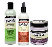 Aunt Jackies Curls & Coils TRIO BUNDLE - Acondicionador intensivo de humedad Quench de 355 ml | Curl La la Defining Custard 426g | Half n Half Silkening Milk 355ml