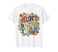 Aunt of The Year Retro Floral Auntie Camiseta