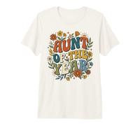 Aunt of The Year Retro Floral Auntie Camiseta Premium
