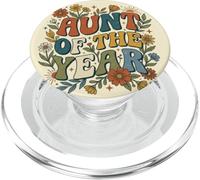 Aunt of The Year Retro Floral Auntie PopSockets PopGrip para MagSafe