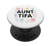 Aunt Tifa Floral Resistance Protest Resist Fascism No Kings PopSockets PopGrip Adhesivo