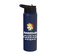 Auntitude What Is Auntitude You Ask? Funny Aunt Niece Nephew Stainless Steel Insulated Water Bottle