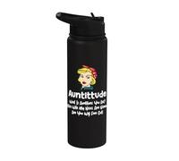 Auntitude What Is Auntitude You Ask? Funny Aunt Niece Nephew Stainless Steel Insulated Water Bottle