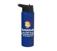 Auntitude What Is Auntitude You Ask? Funny Aunt Niece Nephew Stainless Steel Insulated Water Bottle