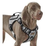 AUNZO Arnés táctico para razas de perros extragrandes, arnés ajustable sin tirones con asa, chaleco de servicio militar K9 reflectante para caminar, senderismo, entrenamiento, color negro