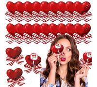 AUOCATTAIL Soporte para tarjetas de papel con forma de corazón para el día de San Valentín, con lazo rojo en forma de corazón, paquete de decoración para el día de San Valentín, boda, aniversario,