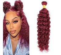 AuokMar 24 Inch #99j Burgundy Water Wave Human Hair Bundle Unprocessed Brazilian Water Wave Cabello humano Extension Double Weft Remy Hair Extension For Women 50g/pc