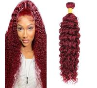 AuokMar 26 Pulgada #99j Burgundy Water Wave Human Hair Bundle Unprocessed Brazilian Water Wave Cabello humano Extension Double Weft Remy Hair Extension For Women 50g/pc