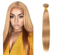 AuokMar #27 Honey Blonde Straight Human Hair Bundle Unprocessed Brazilian Straight Cabello humano Extension Double Weft Remy Hair Extension For Women 50g/pc 14 Pulgada