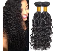 AuokMar 30 30 Pulgada Natural Black Water Wave Bundles Human Hair Premium Unprocessed Water Wave Cabello humano Extensions Double Weft Brazilian Remy Hair Extensions For Women 50g/Bundle