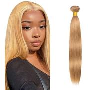 AuokMar 30 Pulgada #27 Honey Blonde Straight Human Hair Bundle Unprocessed Brazilian Straight Cabello humano Extension Double Weft Remy Hair Extension For Women 50g/pc