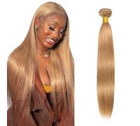 AuokMar 34 Pulgada #27 Honey Blonde Straight Human Hair Bundle Unprocessed Brazilian Straight Cabello humano Extension Double Weft Remy Hair Extension For Women 50g/pc