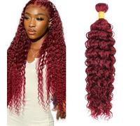 AuokMar 34 Pulgada #99j Burgundy Water Wave Human Hair Bundle Unprocessed Brazilian Water Wave Cabello humano Extension Double Weft Remy Hair Extension For Women 50g/pc
