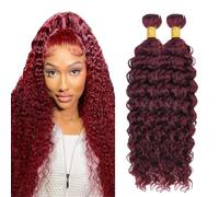 AuokMar Bundles Human Hair Extension Loose Wave Unprocessed Brazilian Virgin Weave Hair #99j Burgundy Naturlockiges Menschliches Haar Bundles for Women 50g/Bundle 18 18 pulgadas