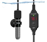 auomii Pequeño calentador sumergible para acuario, mini calentador ajustable de pecera de 25/50/100/150/200/300 vatios con controlador de temperatura externo, pantalla LED, memoria inteligente