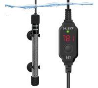 auomii Pequeño calentador sumergible para acuario, mini calentador ajustable de pecera de 25/50/100/150/200/300 vatios con controlador de temperatura externo, pantalla LED, memoria inteligente