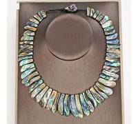 AUOQKQUT 19'' Mix Color Green Abalone Shell Chokers Necklace For Women