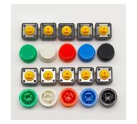 AUOQKQUT 20 interruptores táctiles momentáneos de 12 x 12 x 7,3 mm + 20 Tapas táctiles de 5 Colores