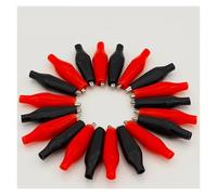 AUOQKQUT 20 Piezas/Lote 28MM Pinza de cocodrilo de Metal G98 Pinza eléctrica de cocodrilo for medidor de sonda de Prueba Negro y Rojo