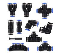 AUOQKQUT 8mm Slide Lock Quick Connector 3 Way Elbow Straight Through Gas Release Push Garden Irrigation 2pcs(8mm 5 Head Connector)