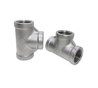 AUOQKQUT Accesorio de tubería en T de 3 vías con Rosca Hembra de Acero Inoxidable SS304, Rosca BSP de 3/8"