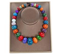 AUOQKQUT Beautiful 19" Multi Color Graduate Mix Color Agate Chokers Necklace For Women