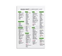 AUOQKQUT Blood Pressure Support Food Poster - DASH Diet Complete Grocery List & Healthy Kitchen Reference Framed,08x12inch(20x30cm)