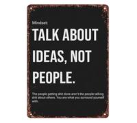 AUOQKQUT Discuss Ideas Not Gossip Metal Sign Board 12x8 Inch | Professional mindset piece sparks talk in office cubicle or lounge area
