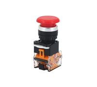 AUOQKQUT Emergency Stop Switch Momentary Mushroom Cap Push Button Switch Self Reset No Lock Round 1NO1NC Button Silver 22mm LA38-11M 1PCS(Red,Self-Recovery)